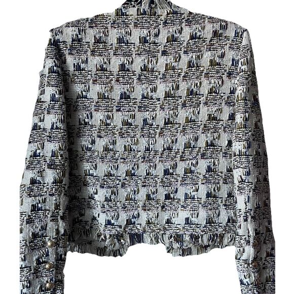 $795 NEW L'AGENCE Women's Angelina Ivory Multi Tweed Plaid Jacket Blazer Size 10 - Picture 8 of 9